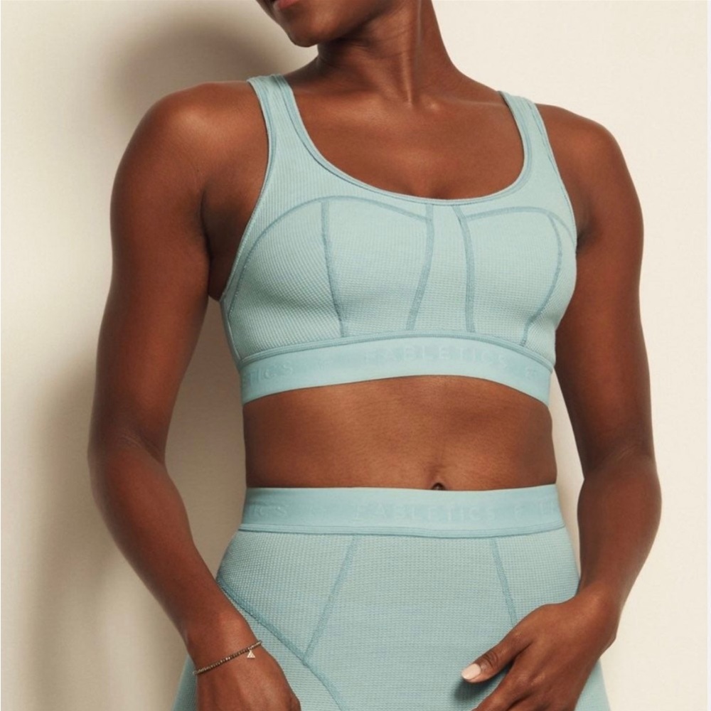 FABLETICS Serena Lounge‎ Bralette Silvermist blue workout sports bra small NWT